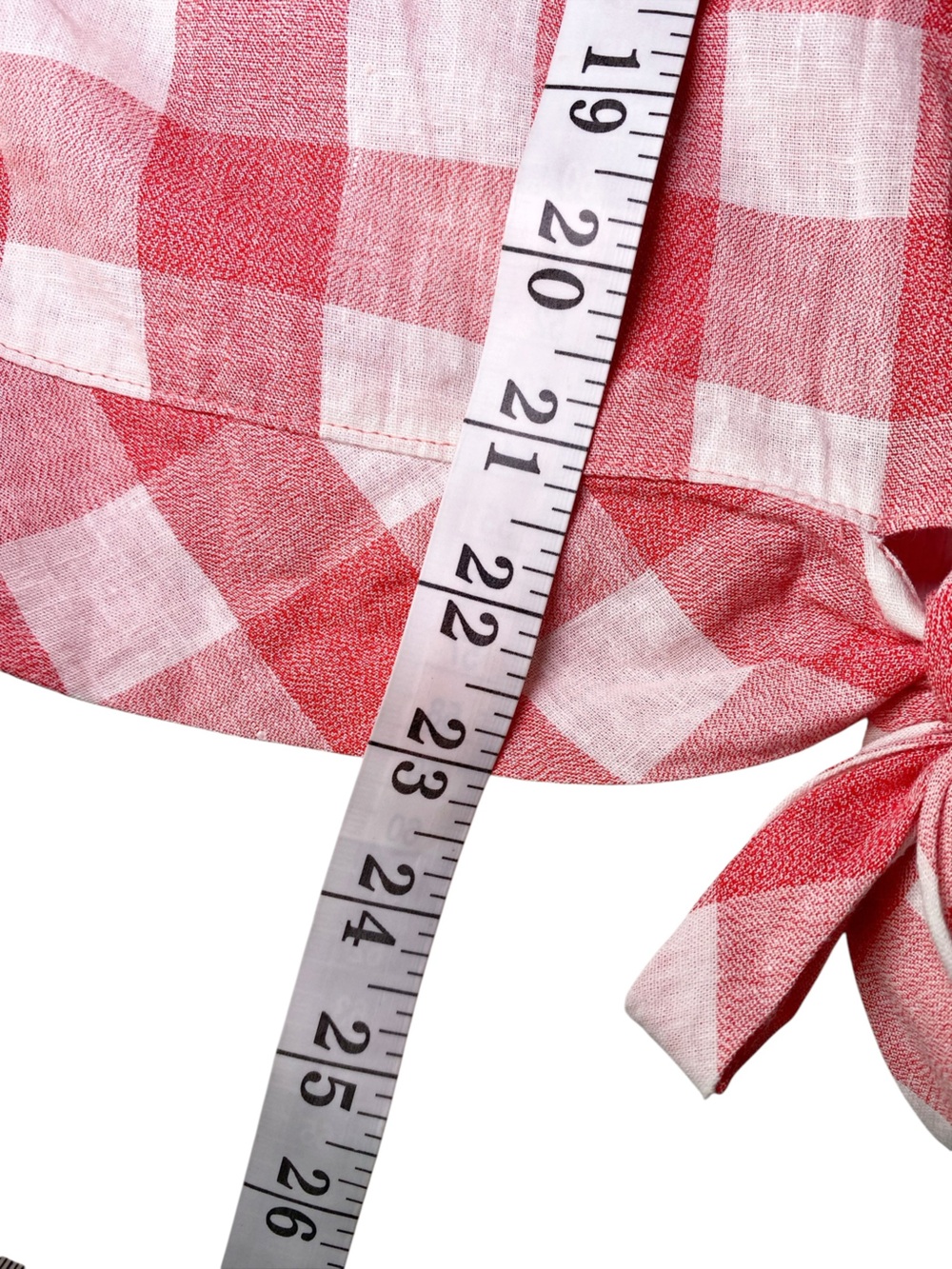 J.Crew Red Gingham Sleeveless Shell Top Side Tie Linen Blend Size 2 - Picture 13 of 14